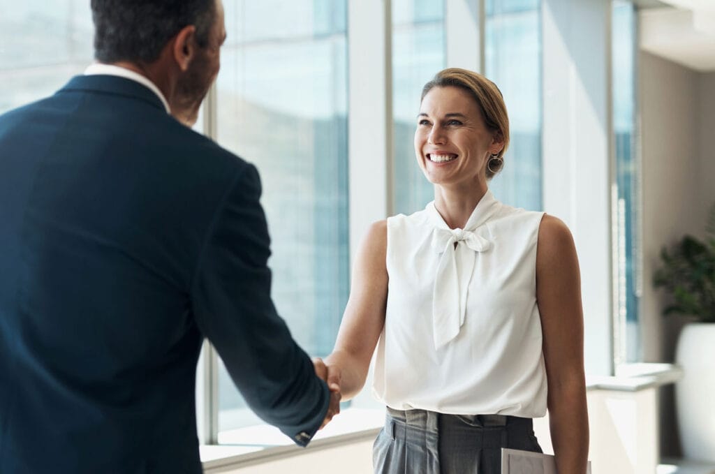 Meeting an employment lawyer in Calgary law office.